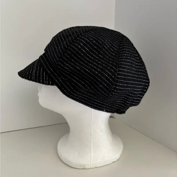 NWOT August Black & Silver Striped Cadet Cap - Picture 3 of 5